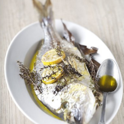 Pan Roasted Sea Bass with Asparagus & Lemon Confit