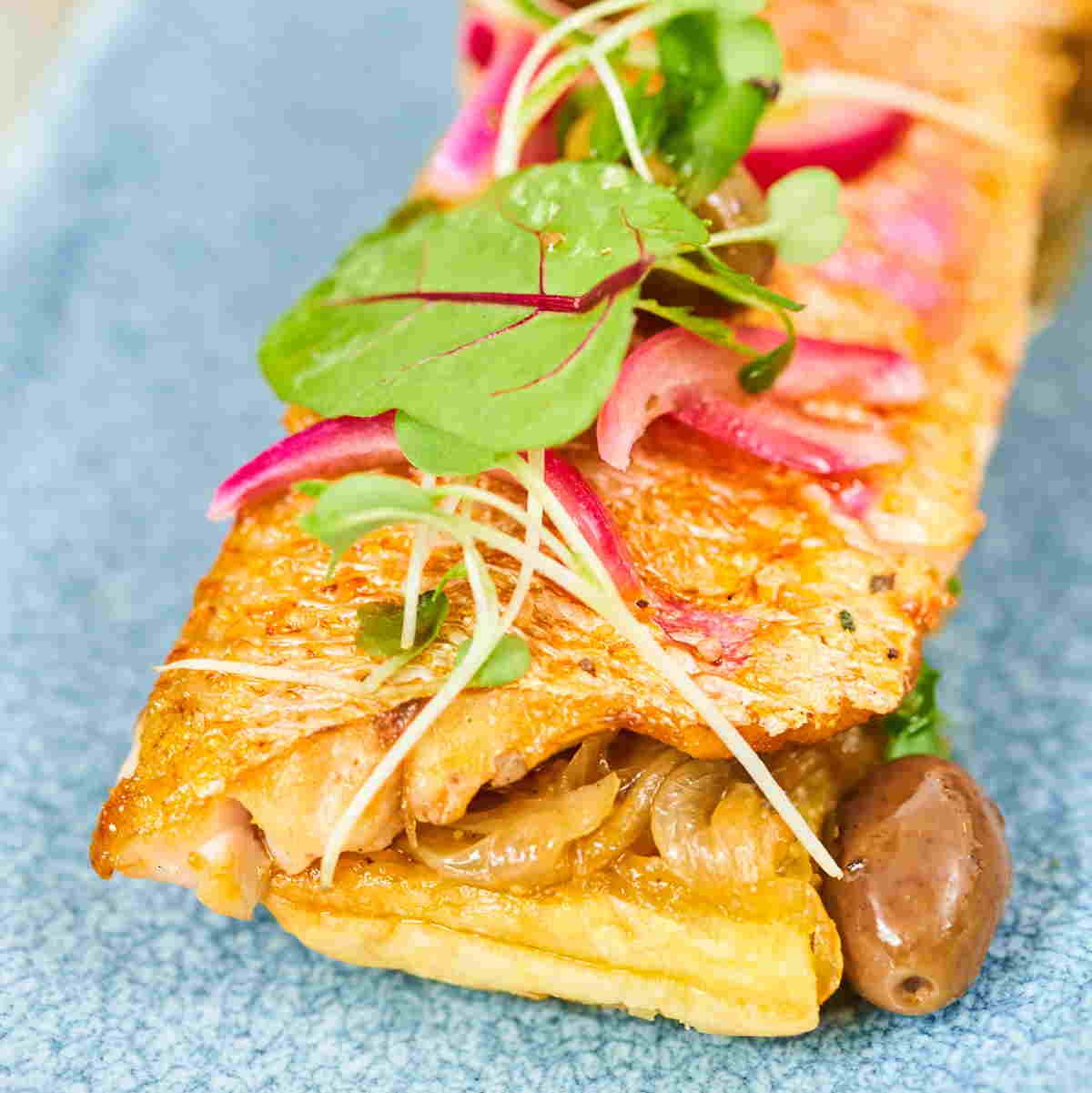 Pissaladière with Red Mullet by Chef Julia Sedefdjian