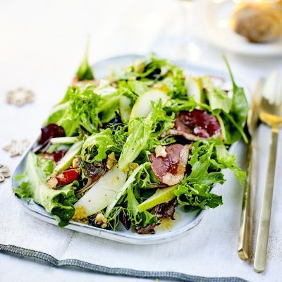 Pear, Crispy Smoked Duck Breast Fillet & Nuts Salad