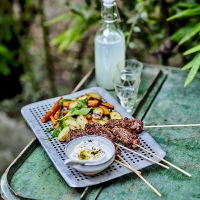 Lamb Kefta Skewers with Yogurt Sauce