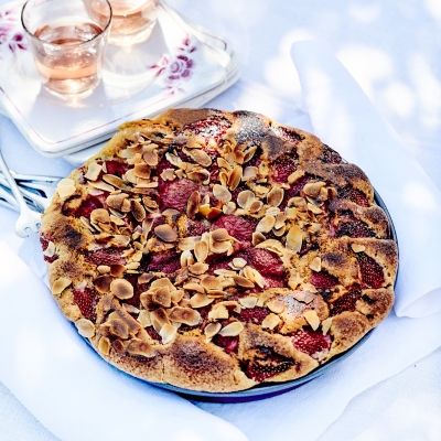 Olive Oil Cake, Strawberry & Pomegranate