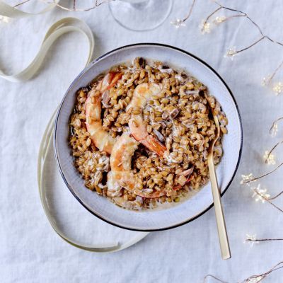 Spelt Risotto With Gambas 