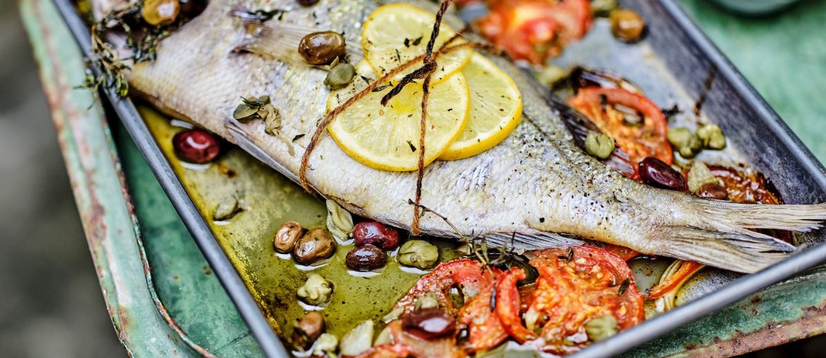 Sea Bream with Olive, Caper & Tomato Sauce