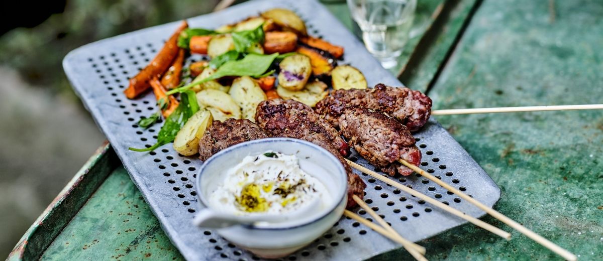 Lamb Kefta Skewers with Yogurt Sauce