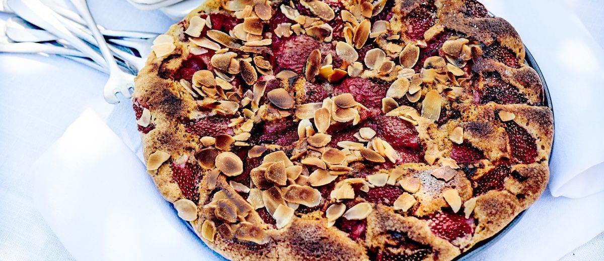 Olive Oil Cake, Strawberry & Pomegranate