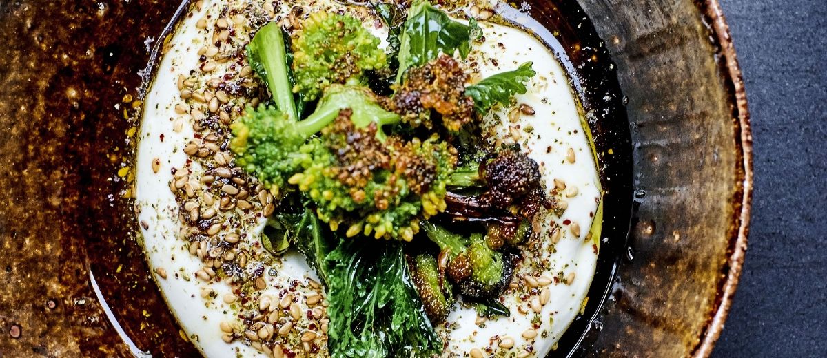 Burrata, broccoli, and kale