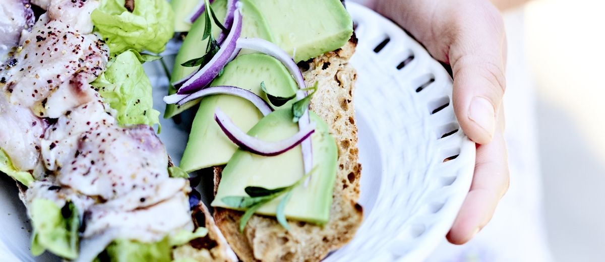 Avocado toast with marinated sea bream