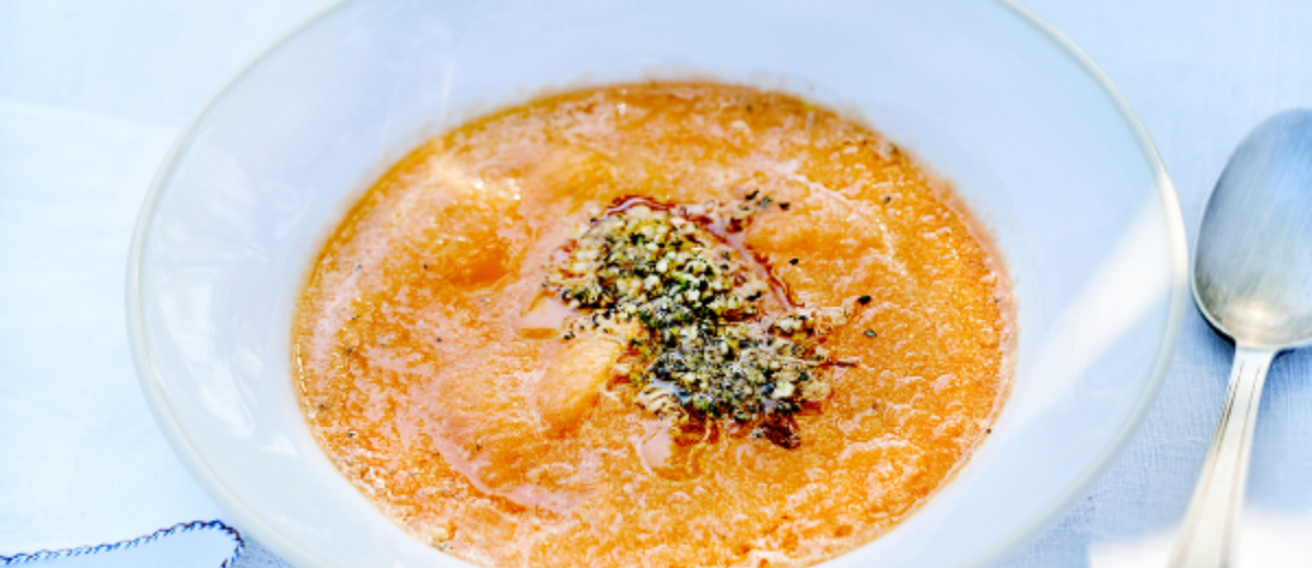 Melon Gazpacho with Minute Pesto