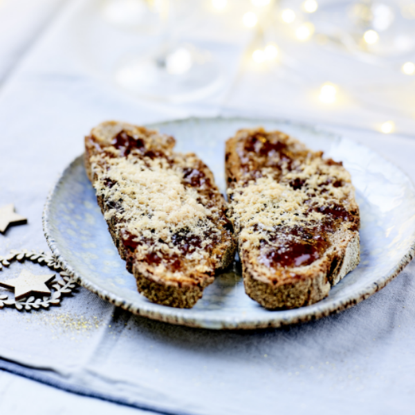 Grated Foie Gras and Fig Confit Toasts