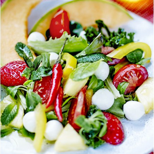 Mozzarella & Strawberry Salad with Pomegranate