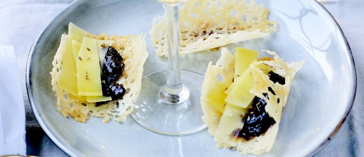 Parmesan Crisps, Comté and Fig Chutney